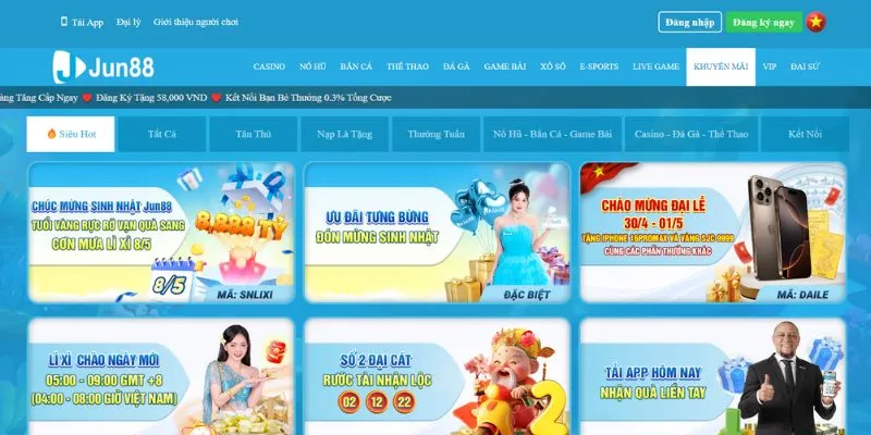 Khuyến mãi Jun88 bùng nổ nửa đầu 2025